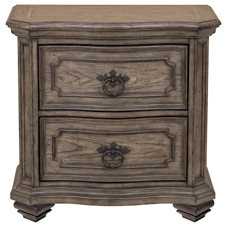 Traditional Nightstand with USB Ports and 2 Drawers